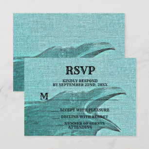 Cartão RSVP Scary Craw Teal Spooky do Festa das Bruxas