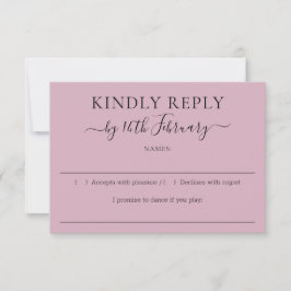 Cartão RSVP Script Blush Pink Wedding Kindly Reply