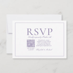 Cartão RSVP Script Clássico de Lavanda Lilac Elegante de Códig