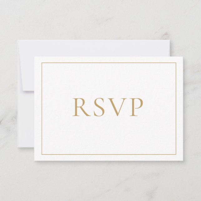 Cartão RSVP Script Clássico Dourado Elegante (Frente)