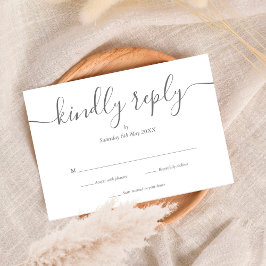 Cartão RSVP Script de Assinatura Simples e Elegante para Casam