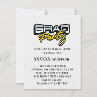 Cartão RSVP Script de Formando de Partido Dourado Preto e Bran