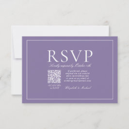 Cartão RSVP Script de Lavanda Lilac Elegante Elegante de Códig