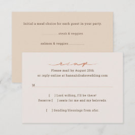 Cartão RSVP Script de Letra à Mão para Casamento