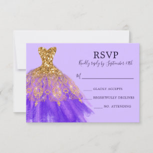 Cartão RSVP Script de Palhaço de Vestido Glitter Glitter Doura