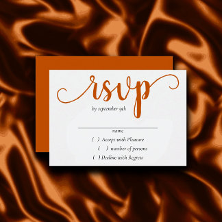Cartão RSVP Script de queda simples | Farinha de abóbora laran