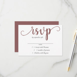 Cartão RSVP Script de Taupe Simples   Evento Desert Rosa Flour