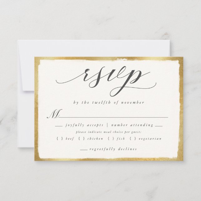 Cartão RSVP Script Elegante com Casamento de Escolha de Refeiç (Frente)