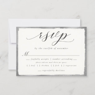 Cartão RSVP Script Elegante com Casamento Silver Meal Choice
