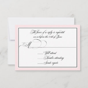 Cartão RSVP Script Elegante floresce com borda rosa esbranquiç