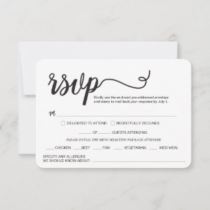Cartão RSVP Script Elegante personalizado O casamento alimenta