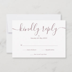 Cartão RSVP Script Elegante Simples Bege