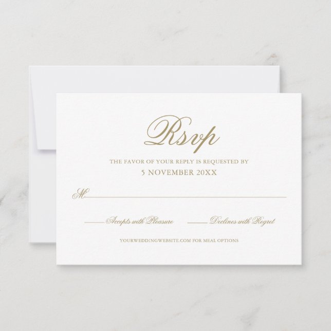Cartão RSVP Script Formal Moderno Elegante Simples (Frente)