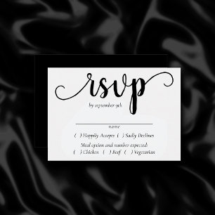 Cartão RSVP Script minimalista Escolha do Árvore Preto e Bra