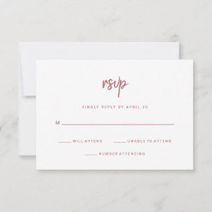 Cartão RSVP Script Minimalista Moderno Terra Rosa Casamento