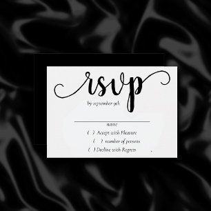 Cartão RSVP Script minimalista Preto e branco simples