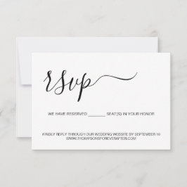 Cartão RSVP Script minimalista Reservado Site de Casamento de
