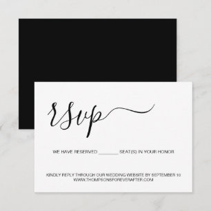 Cartão RSVP Script minimalista Reservado Site de Casamento de 