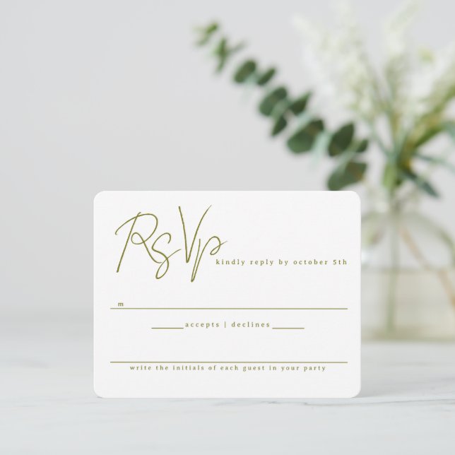 Cartão RSVP Script Moderno e Casamento de Pombo (Em pé/Frente)