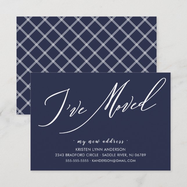 Cartão RSVP Script moderno que movi o lançamento móvel (Frente/Verso)