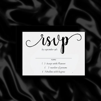 Cartão RSVP Script Moderno Simples | Evento Clássico Preto Qua