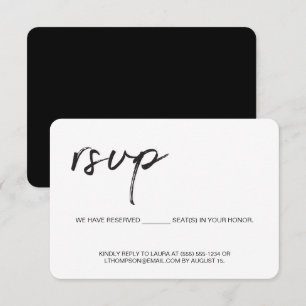 Cartão RSVP Script preto simples e preto e e-mail de volta RSV