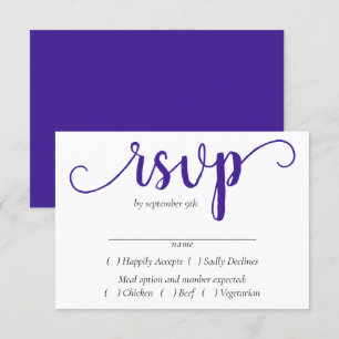 Cartão RSVP Script Purple Simples Escolha de entrada de uvas