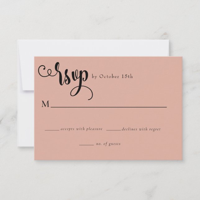 Cartão RSVP Script Romântico | Casamento de caligrafia (Frente)