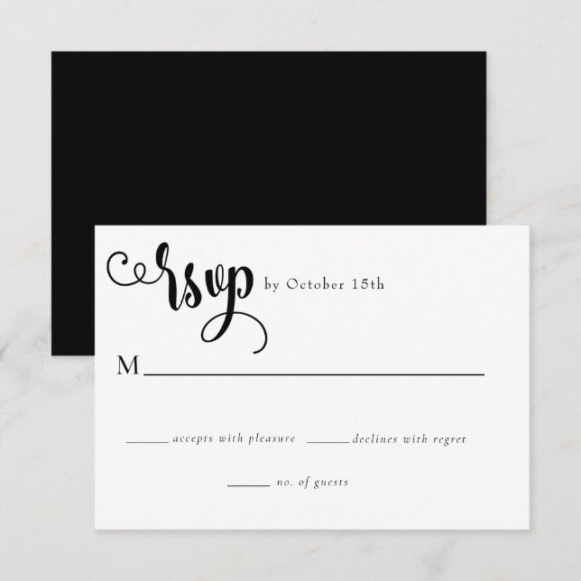 Cartão RSVP Script Romântico | Casamento de caligrafia (Frente/Verso)