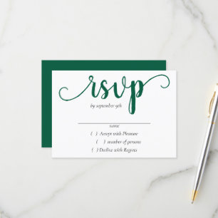 Cartão RSVP Script Verde Simples   Trendy Neo Mint Flourish