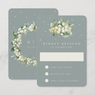 Cartão RSVP Seafoam Green Snowberry+Eucalyptus Weding