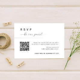 Cartão RSVP Seja nosso script de convidado Simples Código QR d