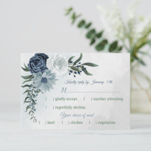 Cartão RSVP seleção de refeição de casamento floral branca e a
