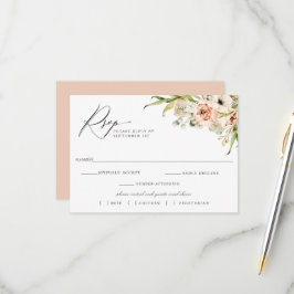 Cartão RSVP Seleção de RSVP/Refeições de Casamento Floral da F