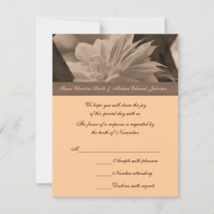 Cartão RSVP Sepia Clematis Flower Wedding