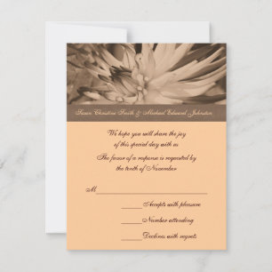 Cartão RSVP Sepia Dahlia Flower Wedding