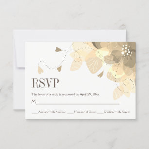 Cartão RSVP Sepia delicadas flores de outono casamento floral 