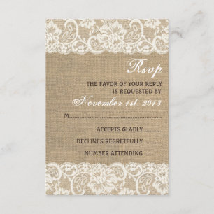 Cartão RSVP Serapilheira MORNA rústica do olhar do laço que