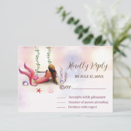 Cartão RSVP Sereia Sob A Festa de aniversário Do Mar