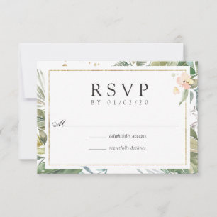 Cartão RSVP Serenity Watercolor Casamento Geométrico