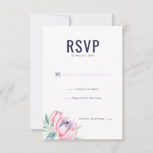 Cartão RSVP Sereno Lótus Aquarela Azul Marinho