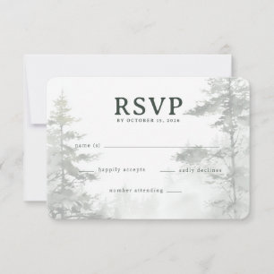 Cartão RSVP Sereno Sabugueiro Árvores de Pinheiro Aquarela