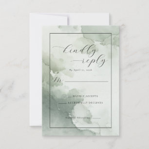 Cartão RSVP Sereno Verde Aquarela