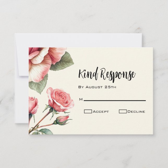 Cartão RSVP Shabby Pink Rose Wedding (Frente)