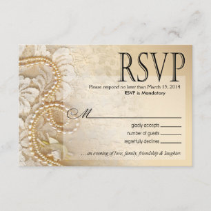Cartão RSVP Shayla Pearls e Lace RSVP-1   casca de ovo