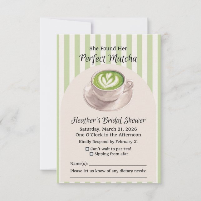 Cartão RSVP She Found Her Perfect Matcha Response Card (Frente)