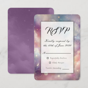 Cartão RSVP Shimmering Celestial Stardust Skies Casamento