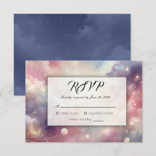 Cartão RSVP Shimmering Celestial Stardust Skies Casamento