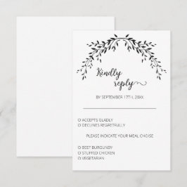 Cartão RSVP Silhueta elegante de folhas