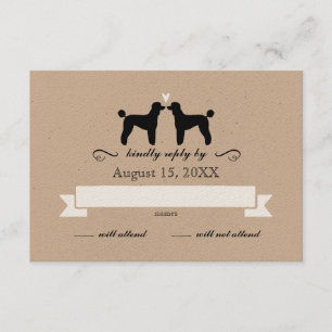 Cartão RSVP Silhuetas da caniche padrão que Wedding a respost